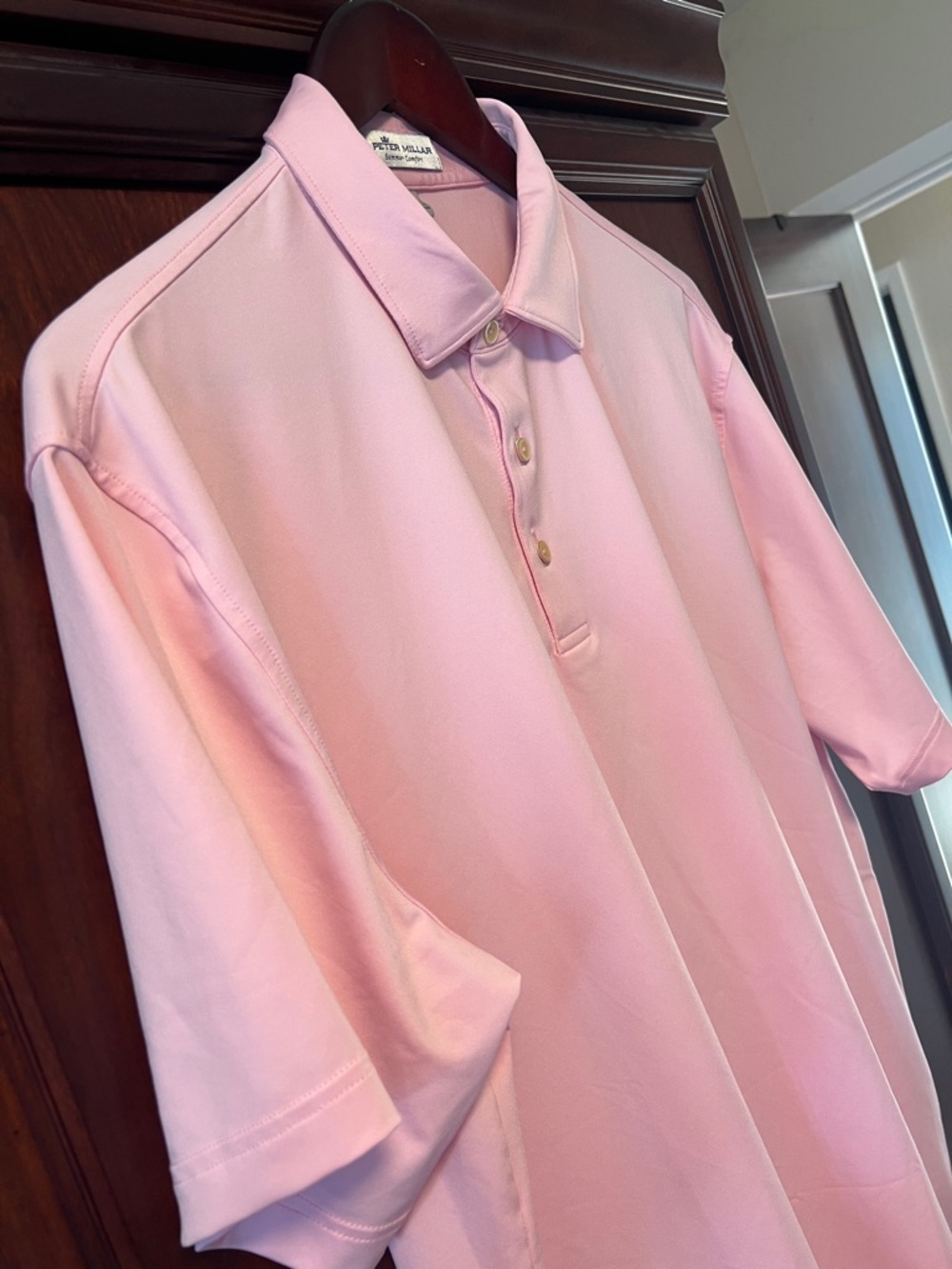 Like New Peter Millar Summer Comfort Stretch Light Pink Luxurious soft Golf Polo